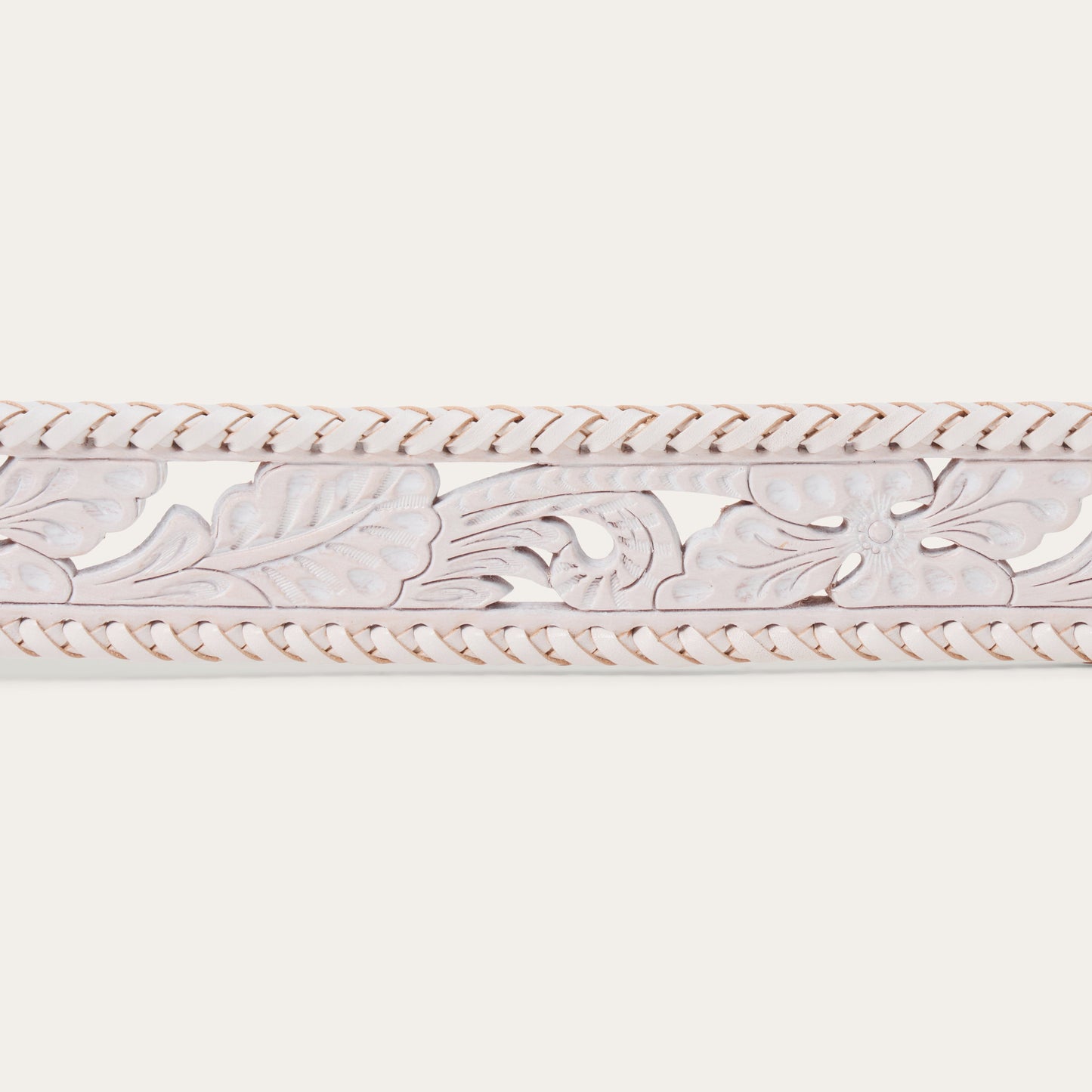 Tooled Laced Edge Belt White