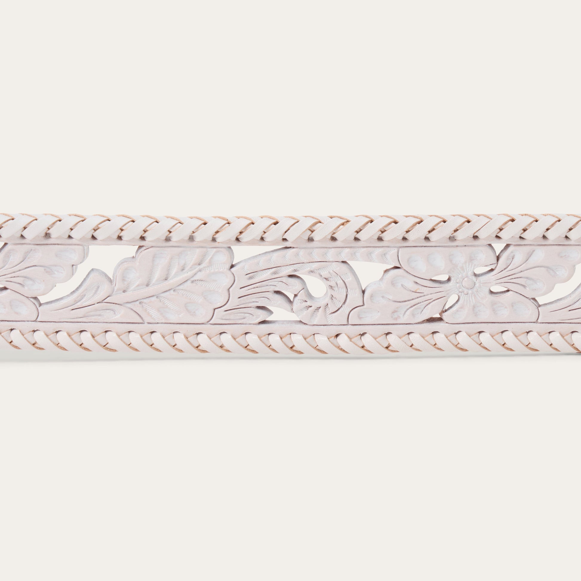 Tooled Laced Edge Belt White