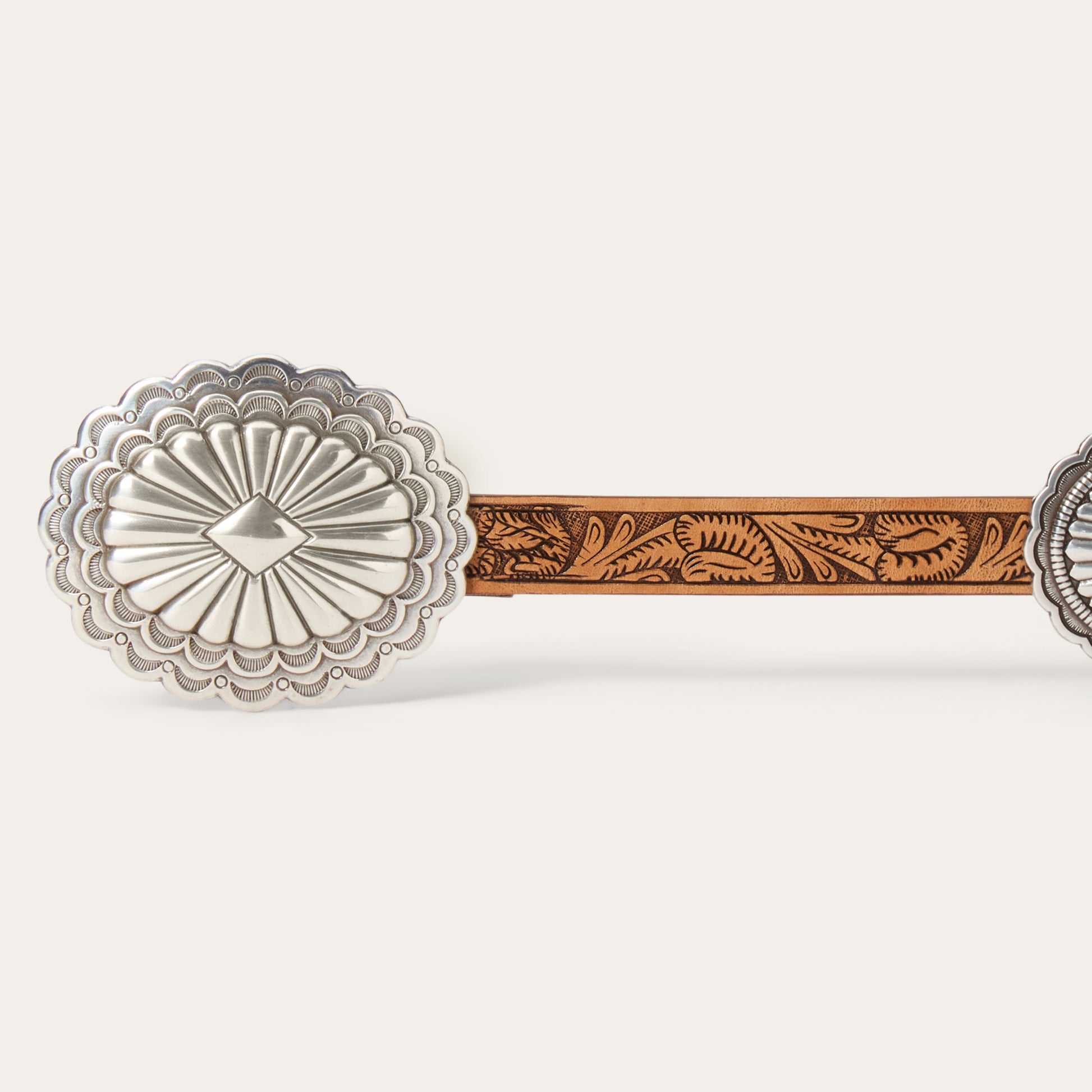 Southwestern Tooled Concho Belt Brown