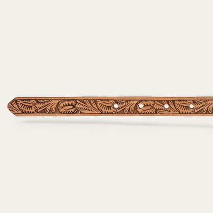 Southwestern Tooled Concho Belt Brown