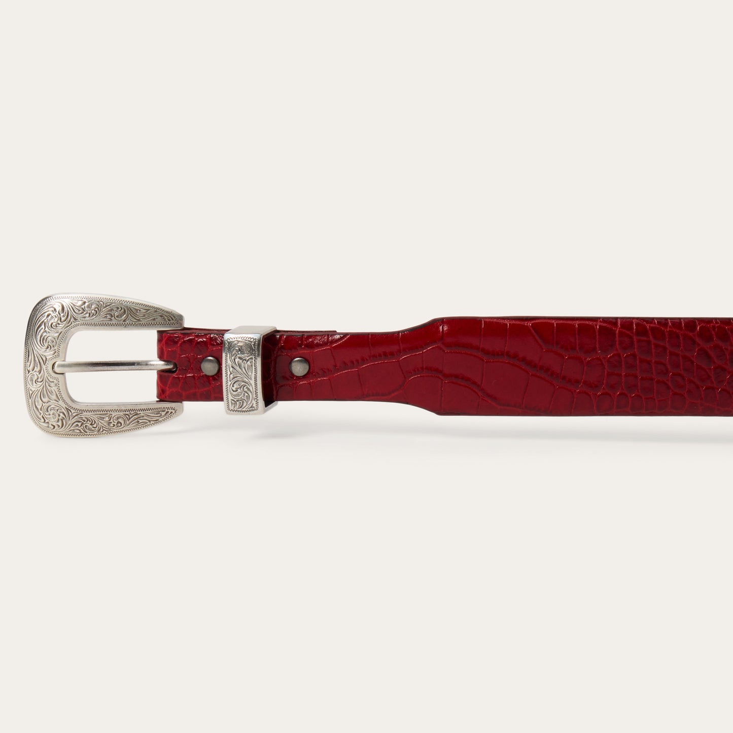 Croco Print Tapered Belt Red