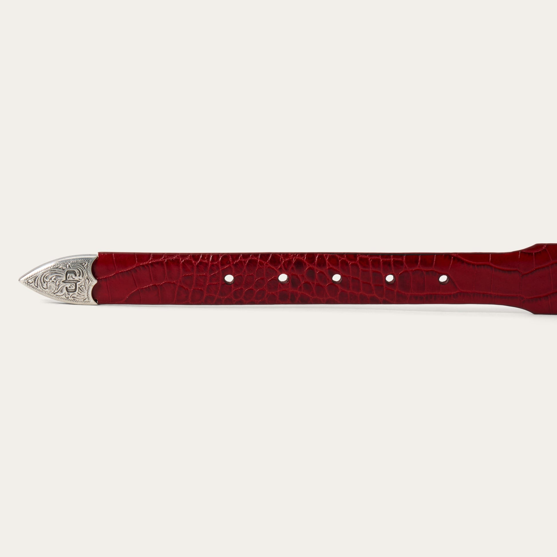 Croco Print Tapered Belt Red
