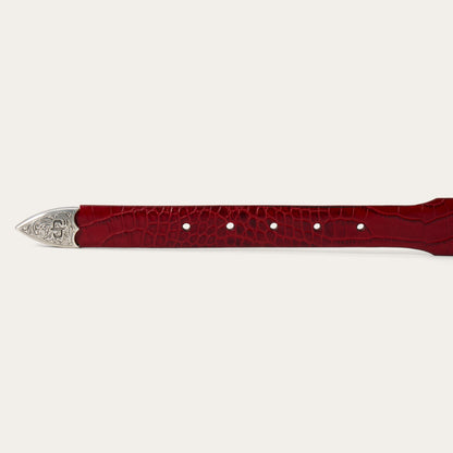 Croco Print Tapered Belt Red