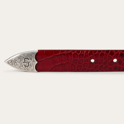 Croco Print Tapered Belt Red