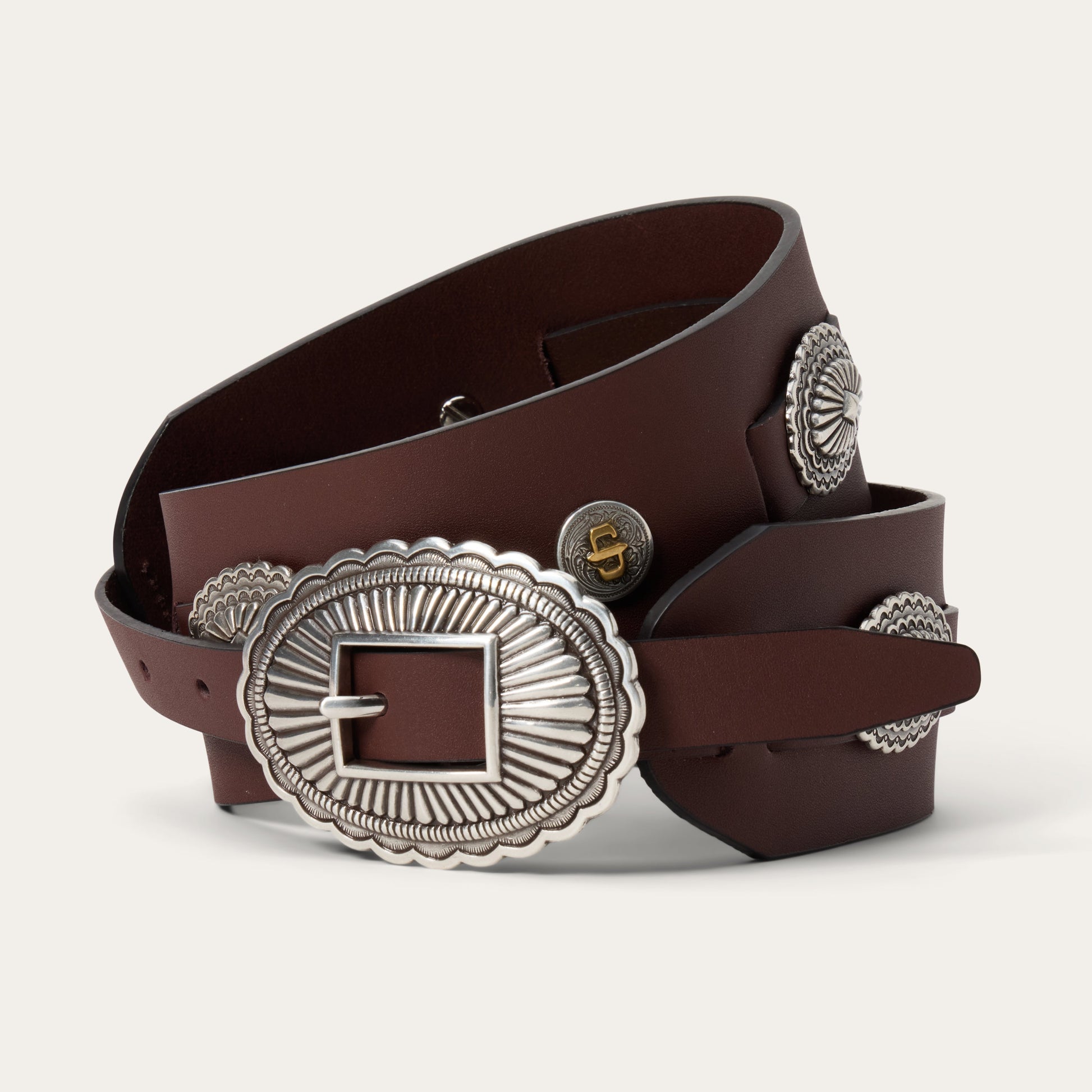 Southwestern Concho Wide Belt Brown
