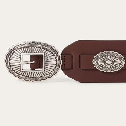 Southwestern Concho Wide Belt Brown