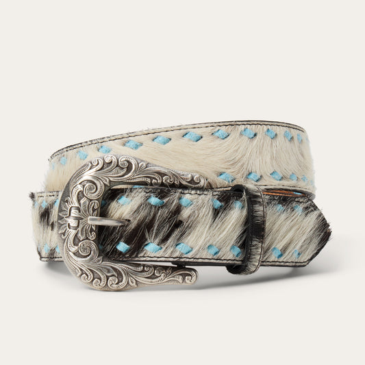 Hair-On-Hide Laced Belt Black / White