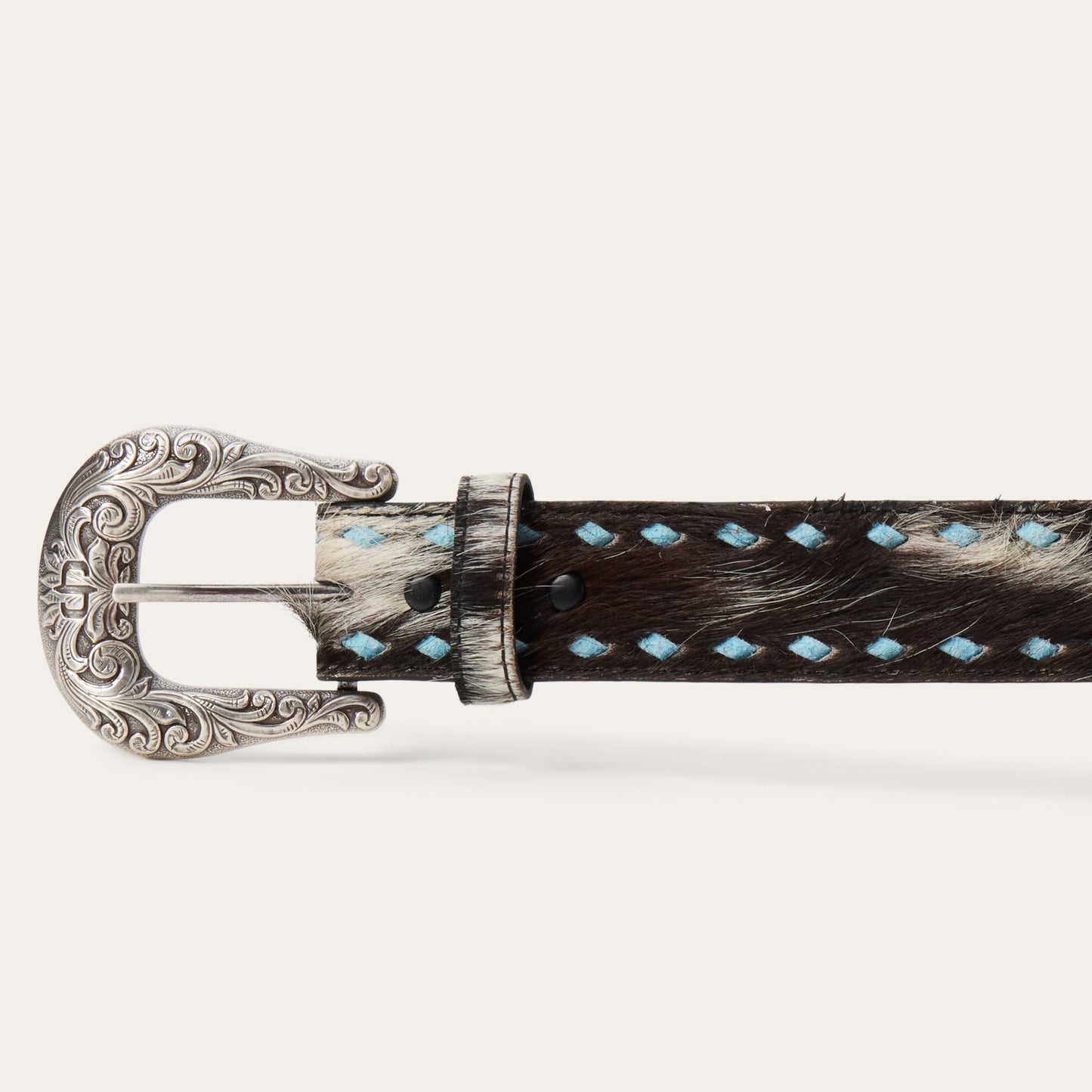 Hair-On-Hide Laced Belt Black / White