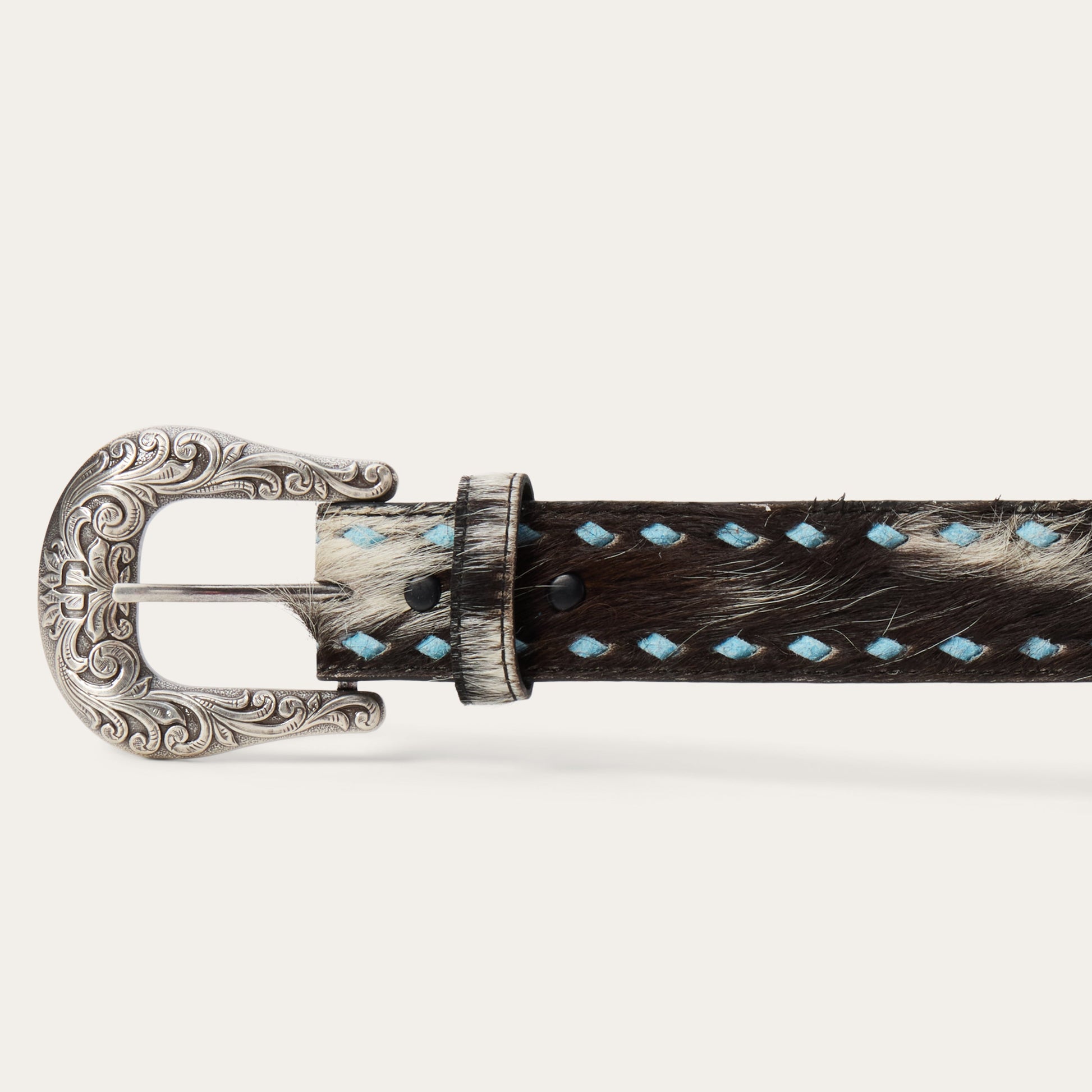 Hair-On-Hide Laced Belt Black / White