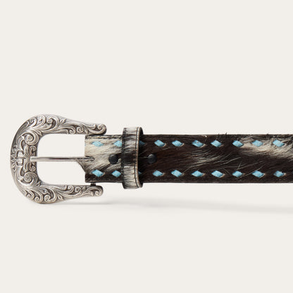 Hair-On-Hide Laced Belt Black / White