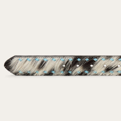 Hair-On-Hide Laced Belt Black / White
