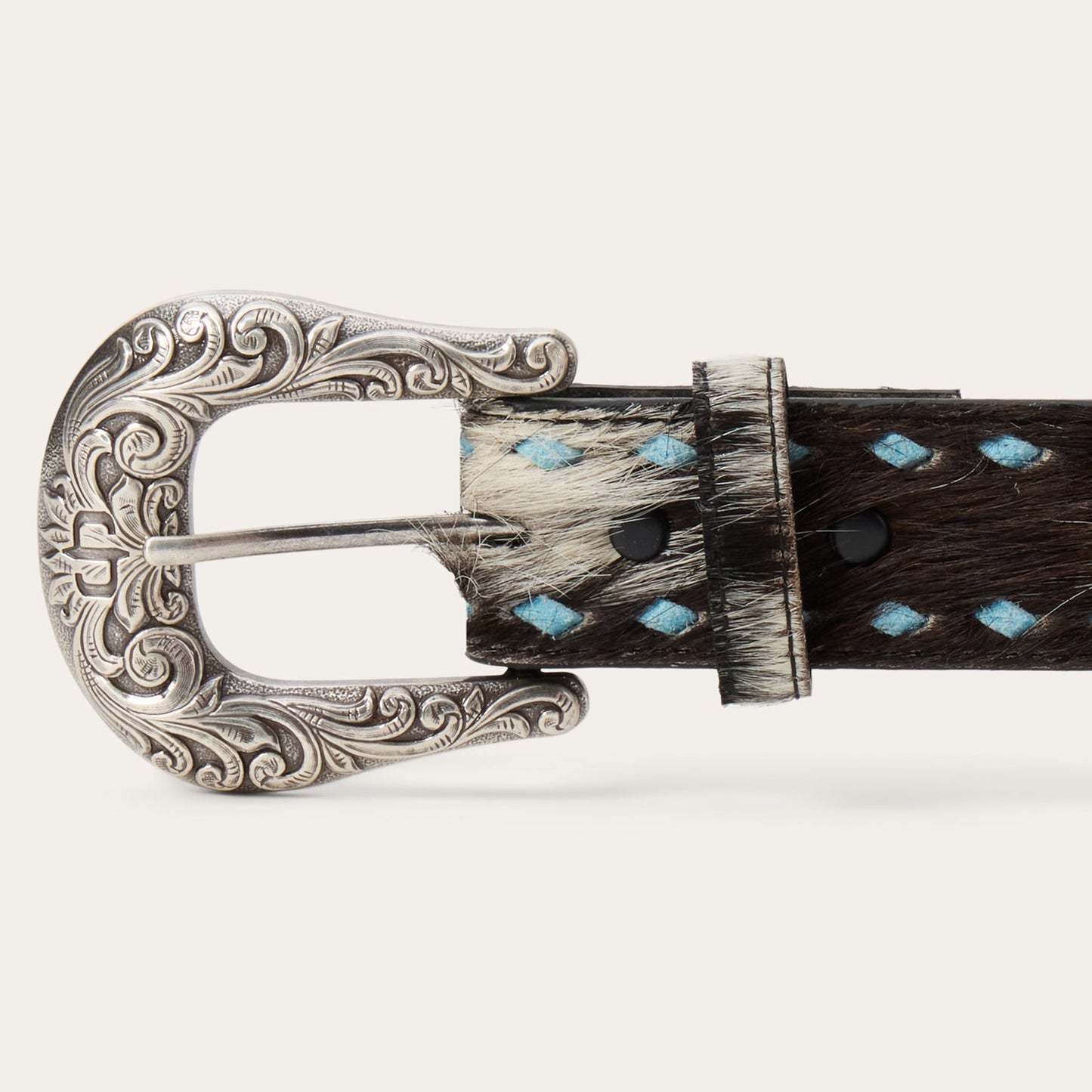 Hair-On-Hide Laced Belt Black / White