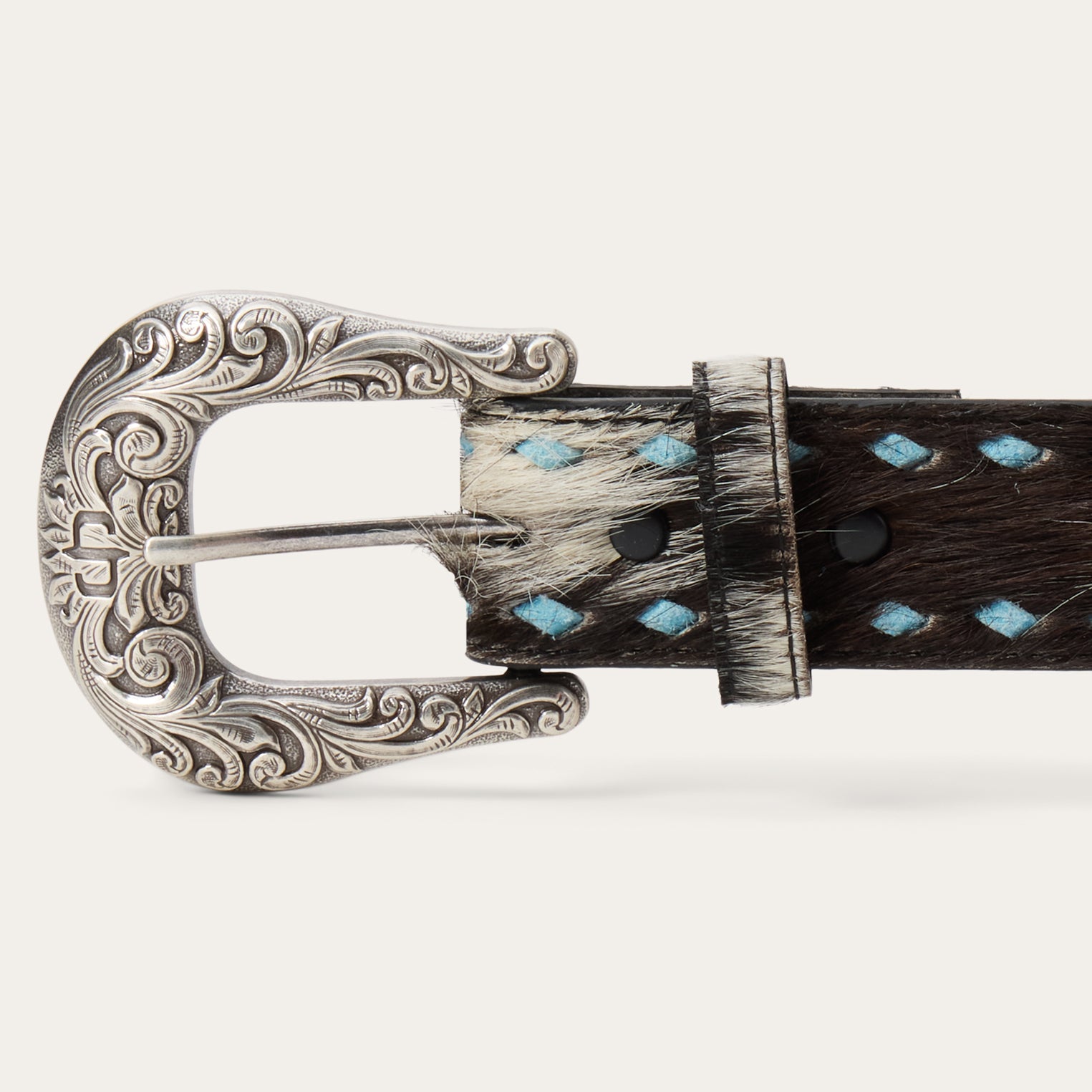 Hair-On-Hide Laced Belt Black / White