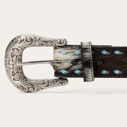 Hair-On-Hide Laced Belt Black / White