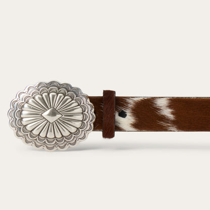 Hair-On-Hide Southwestern Buckle Belt Brown / White