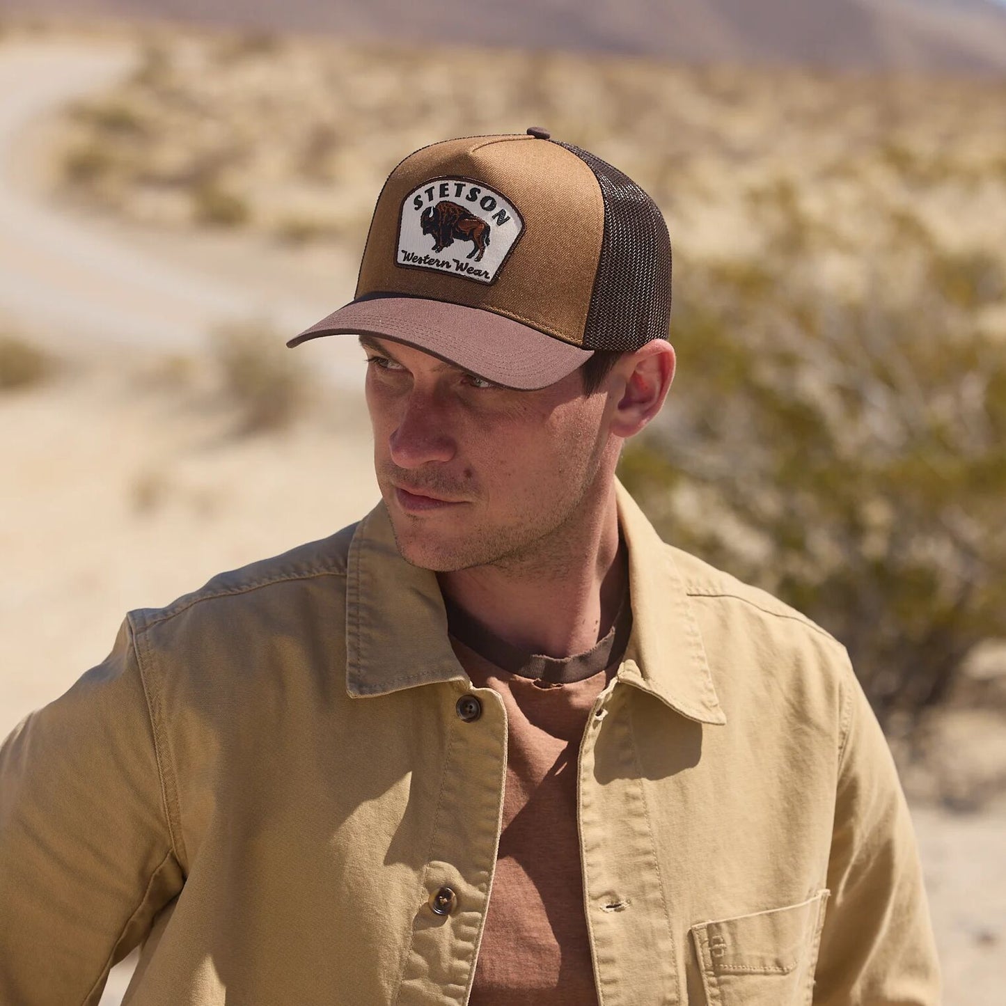 Bison Patch Trucker Hat Brown