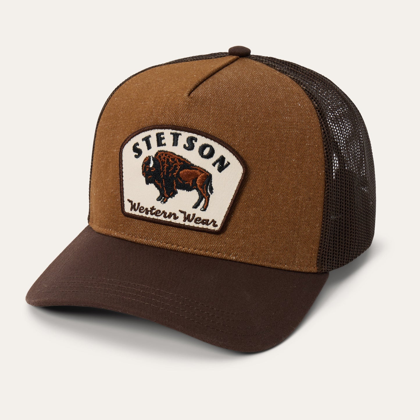 Bison Patch Trucker Hat Brown