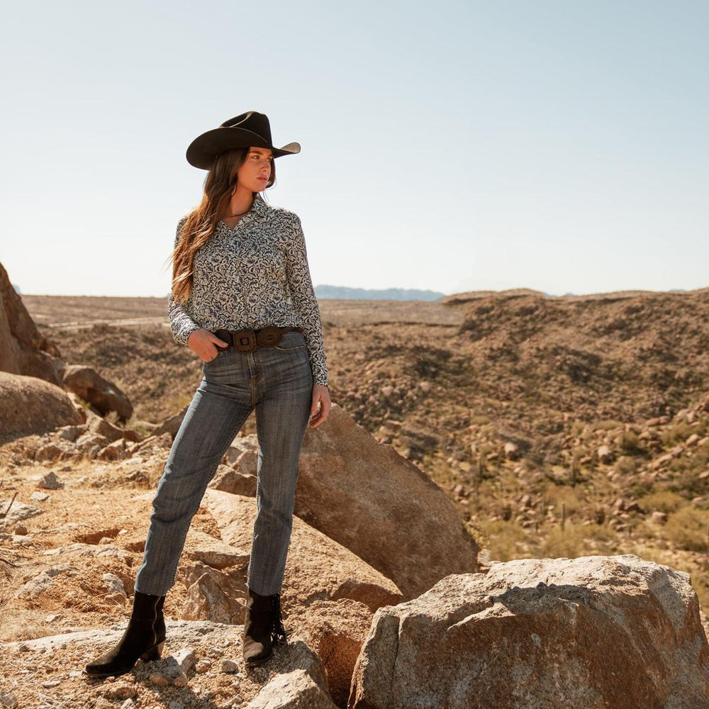 915 High Rise Straight Fit Crop Jeans Blue | Women Stetson Denim