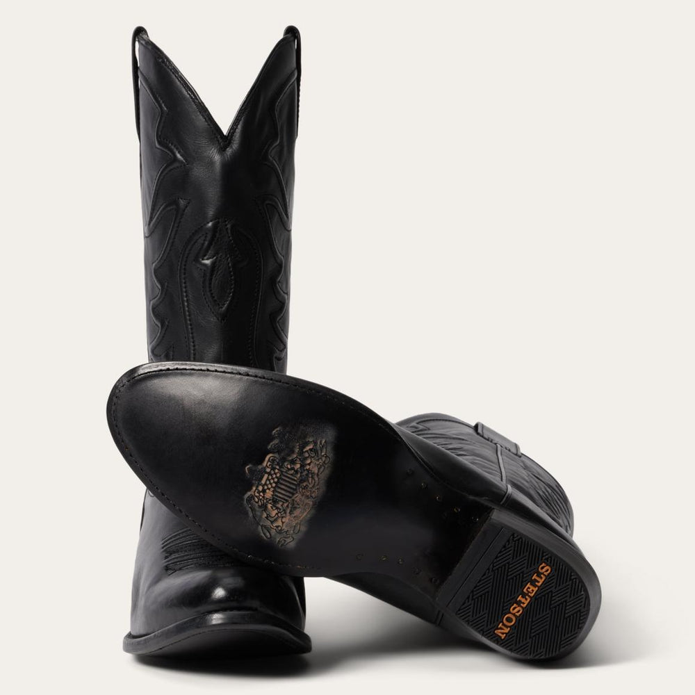 Ames Corded &amp; Burnished Leather Boot Black | Men Stetson Western