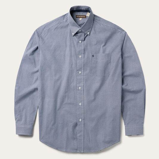 Blue Deco Geo Print Button Front Shirt Blue | Men Stetson Classic Cut