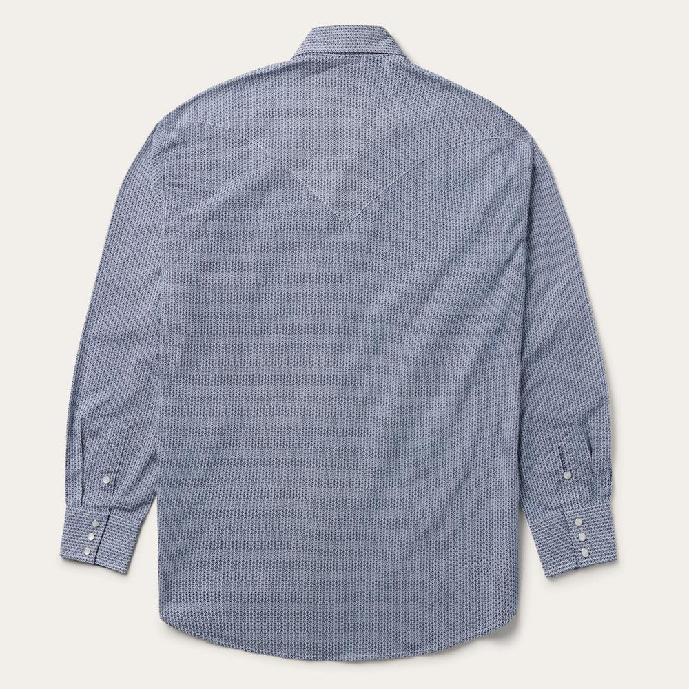 Blue Deco Geo Print Western Shirt Blue | Men Stetson Classic Cut