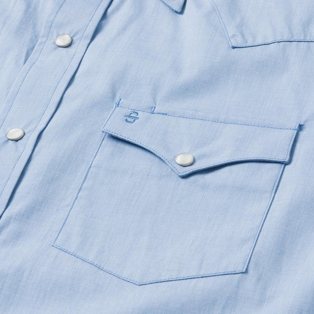 Blue End On End Solid Shirt Blue | Men Stetson Western Shirts