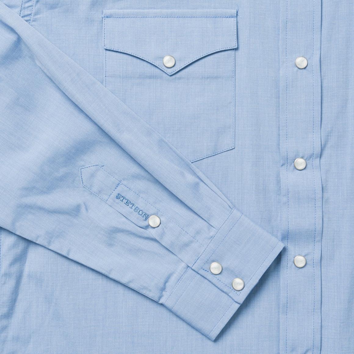 Blue End On End Solid Shirt Blue | Men Stetson Western Shirts