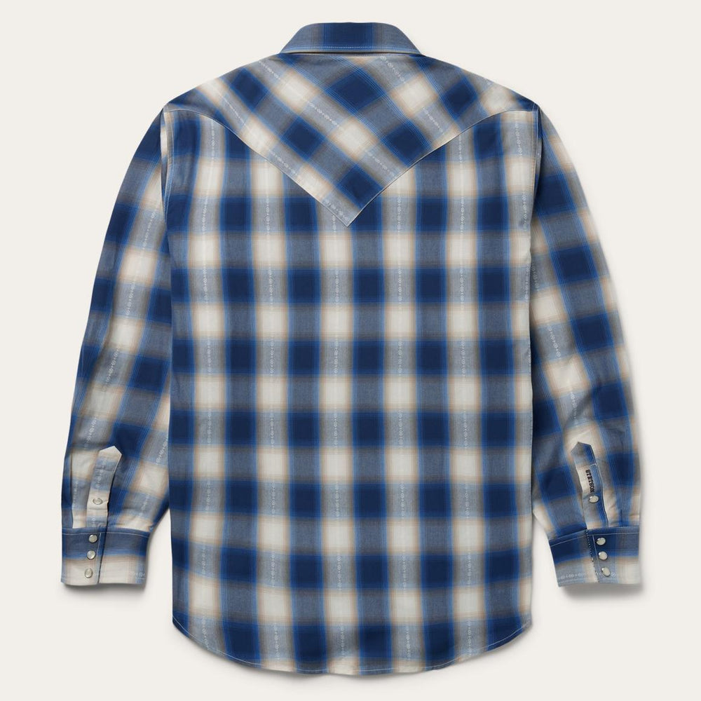 Blue Ombre Plaid Western Shirt Blue | Men Stetson Classic Cut