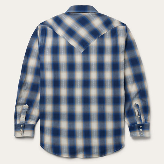 Blue Ombre Plaid Western Shirt Blue | Men Stetson Classic Cut
