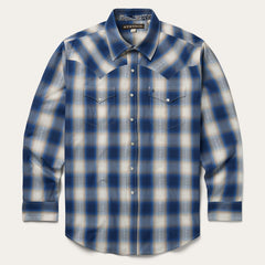 Blue Ombre Plaid Western Shirt Blue | Men Stetson Western Shirts