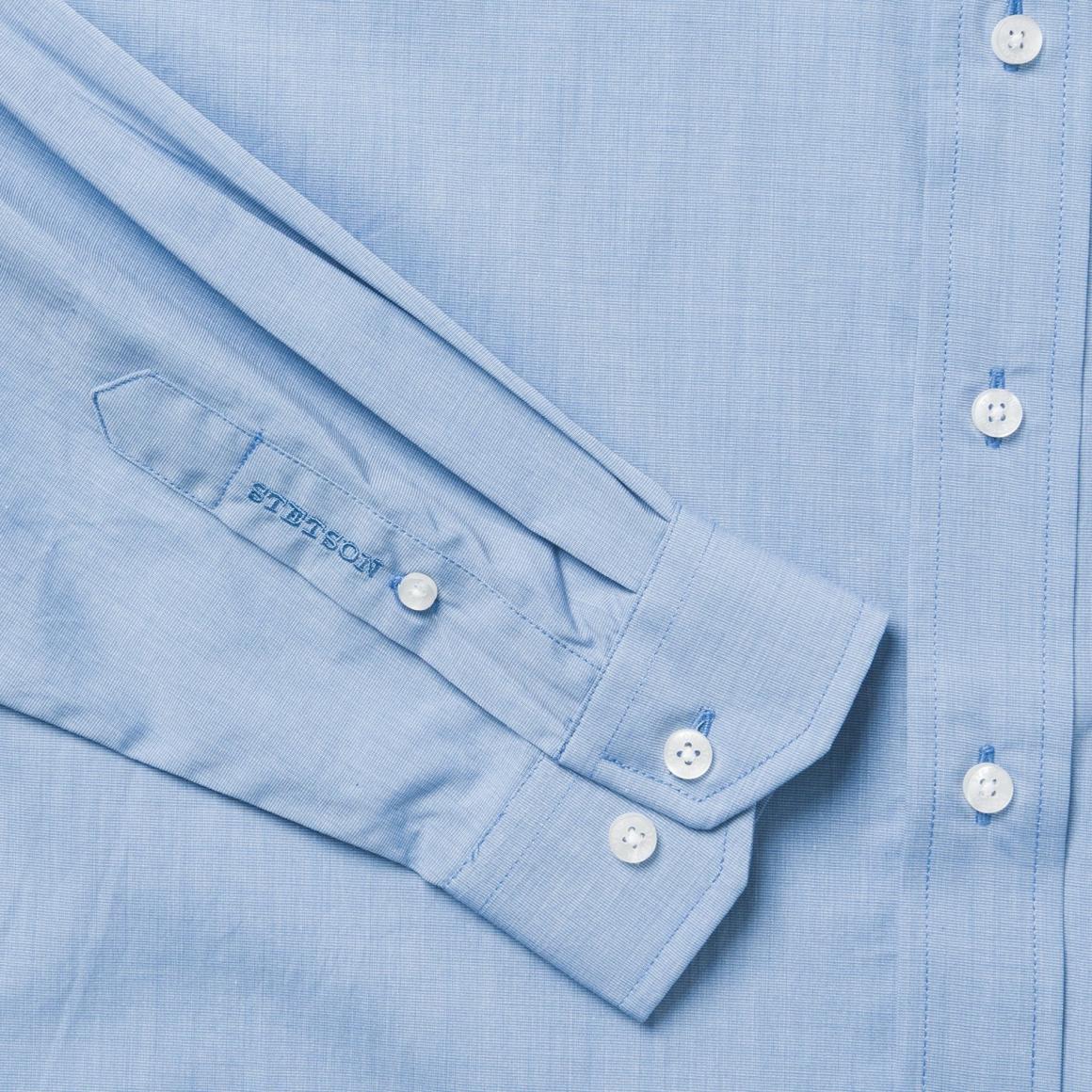 Blue Solid One-Pocket Snap-Front Shirt Blue | Men Stetson Modern Cut