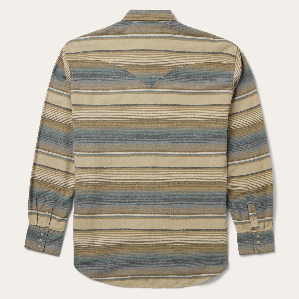 Blue Stripe Flannel Western Shirt Blue | Men Stetson Classic Cut