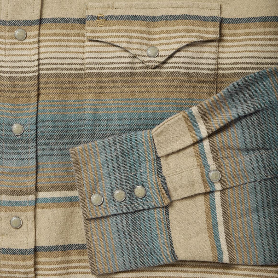 Blue Stripe Flannel Western Shirt Blue | Men Stetson Classic Cut