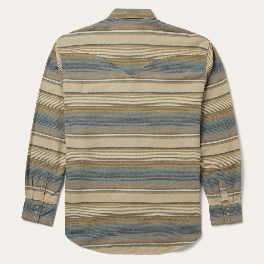 Blue Stripe Flannel Western Shirt Blue | Men Stetson Western Shirts