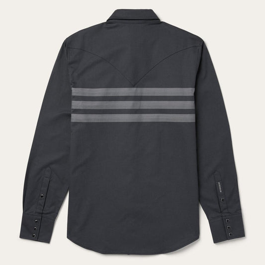 Border Stripe Twill Western Shirt Black | Men Stetson Modern Cut