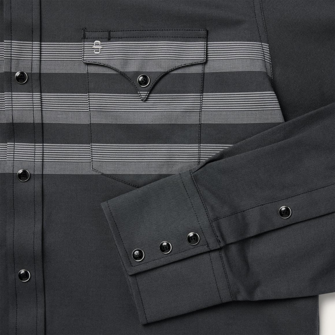 Border Stripe Twill Western Shirt Black | Men Stetson Modern Cut