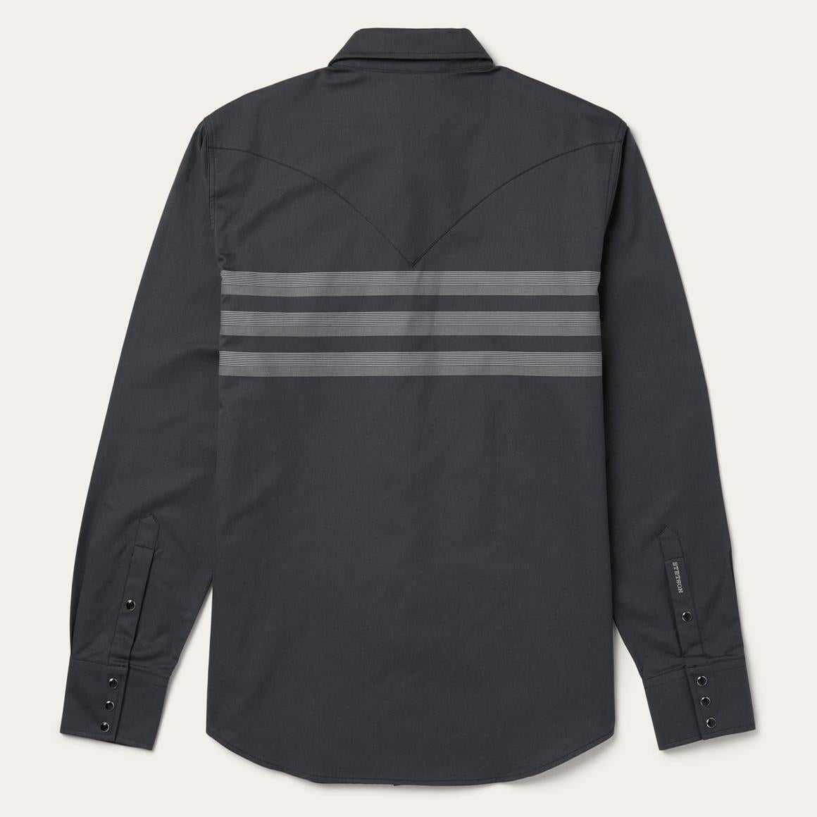 Border Stripe Twill Western Shirt Black | Men Stetson Western Shirts