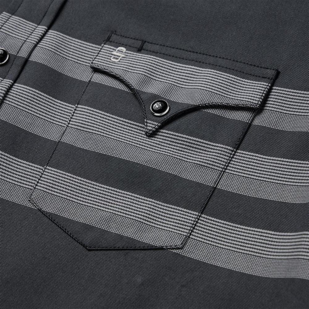 Border Stripe Twill Western Shirt Black | Men Stetson Western Shirts