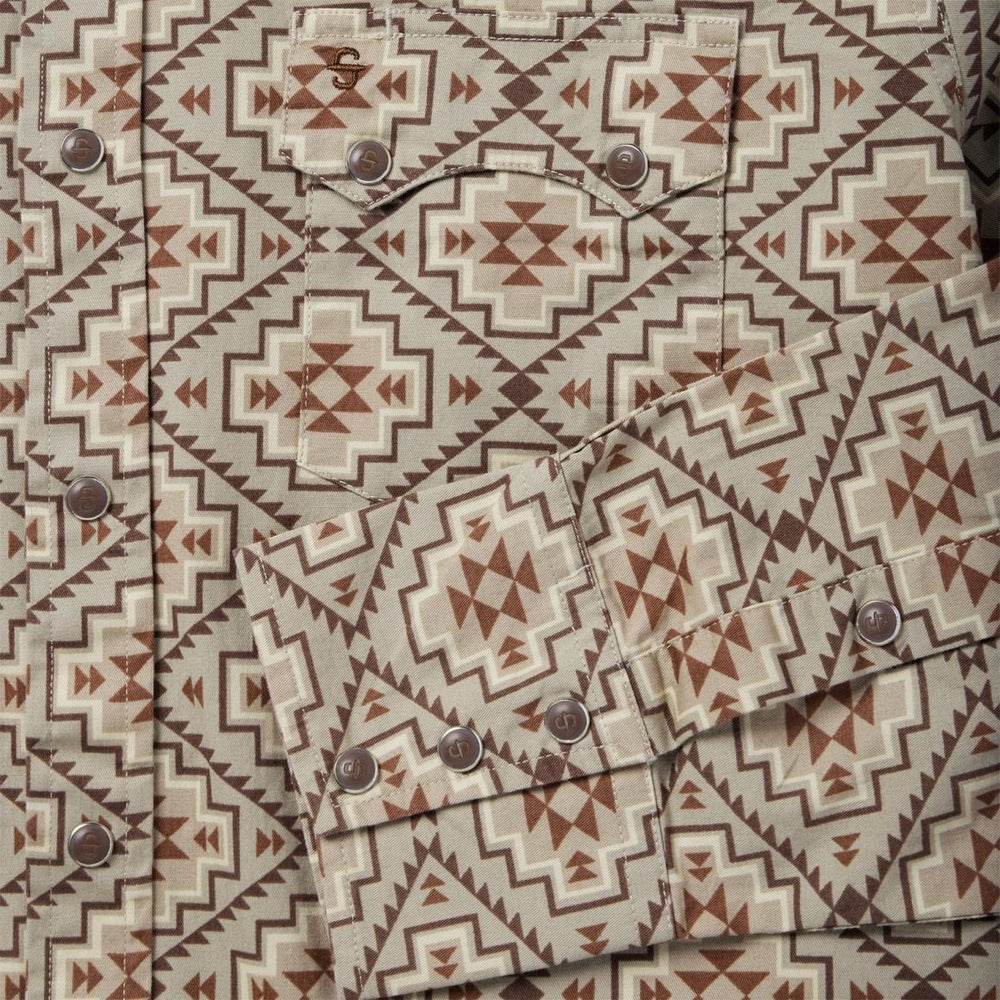 Brown Aztec Poplin Western Shirt Brown | Men Stetson Modern Cut