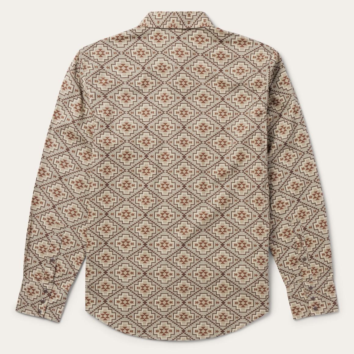 Brown Aztec Poplin Western Shirt Brown | Men Stetson Western Shirts