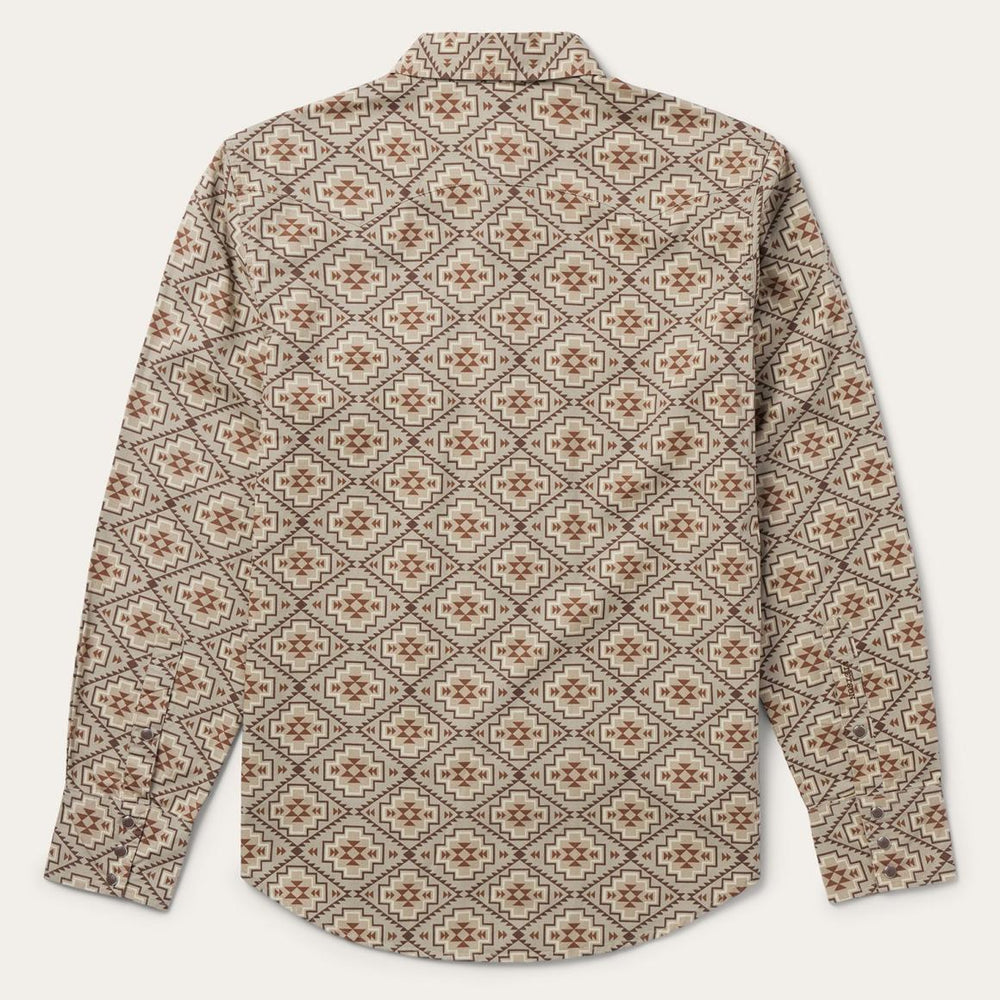 Brown Aztec Poplin Western Shirt Brown | Men Stetson Western Shirts