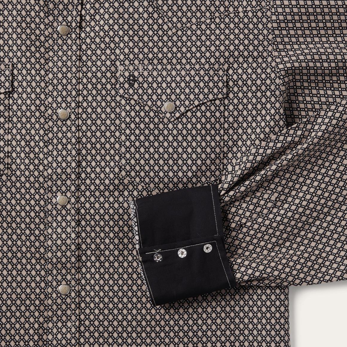 Brown Diamond Print Western Shirt Brown | Men Stetson Western Shirts