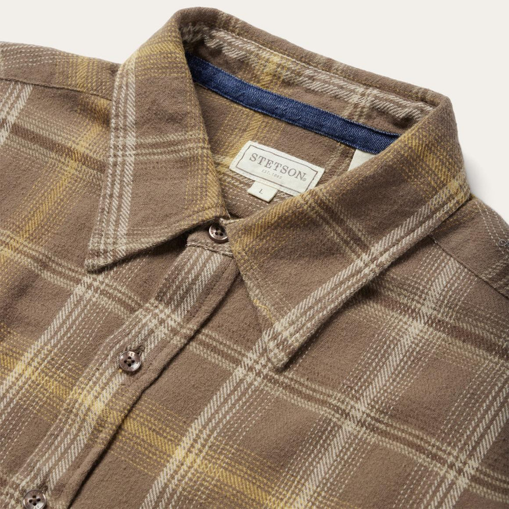 Brown Flannel Button-Front Shirt Brown | Men Stetson Modern Cut