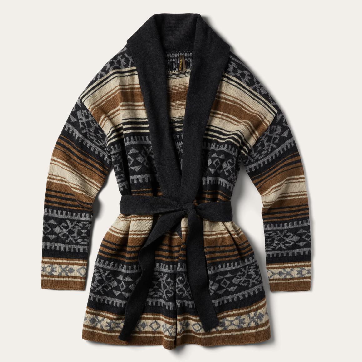 Brown Serape Belted Cardigan Brown | Women Stetson Sweaters
