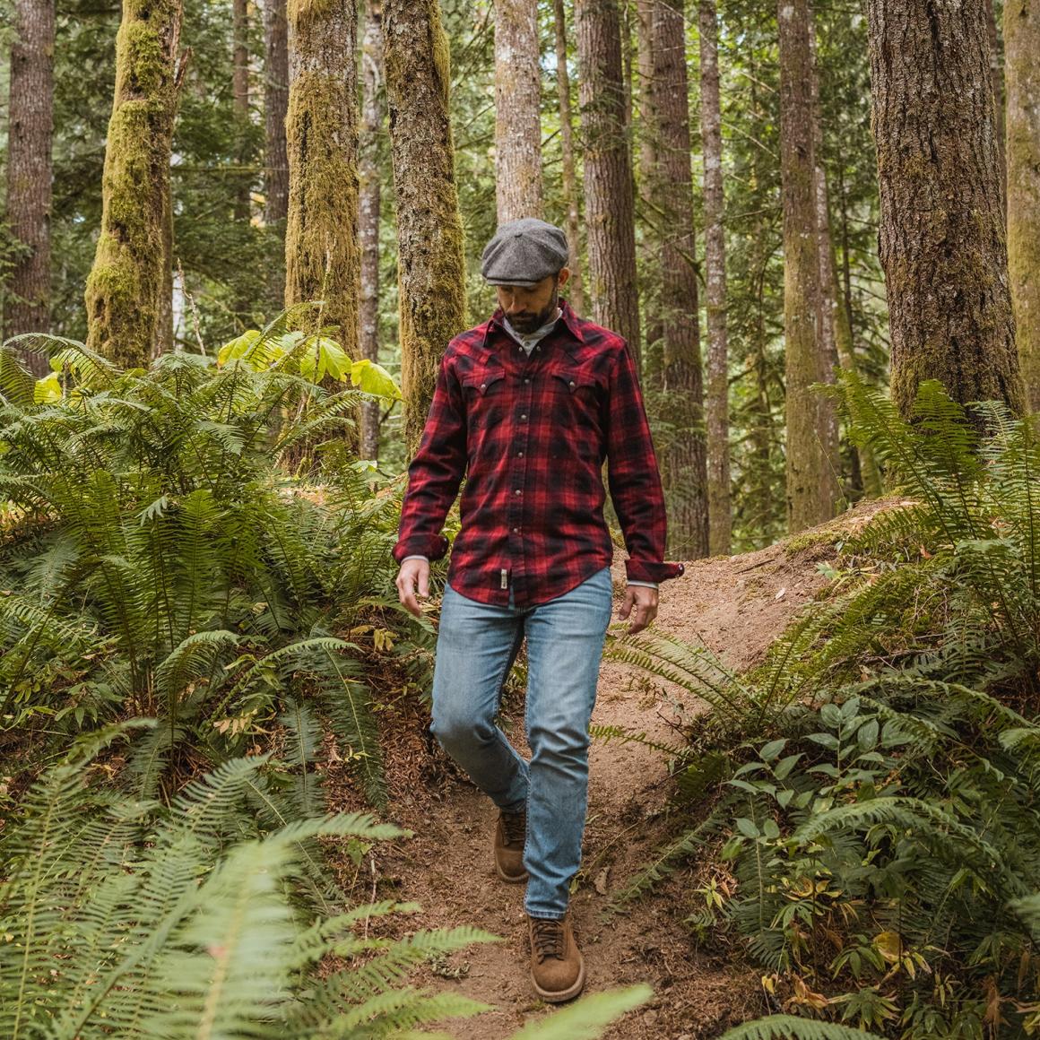 Brushed Twill Plaid Shirt Black | Men Stetson Flannel Shirts