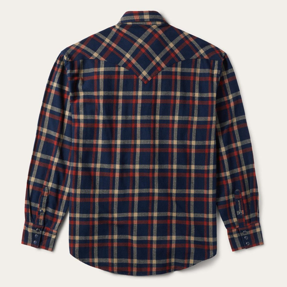 Brushed Twill Plaid Shirt Blue | Men Stetson Classic Cut