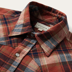 Brushed Twill Plaid Shirt Orange | Men Stetson Classic Cut