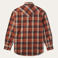Brushed Twill Plaid Shirt Orange | Men Stetson Western Shirts