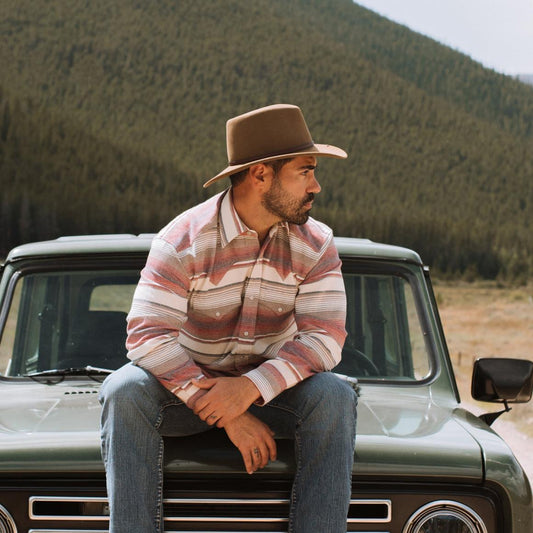 Brushed Twill Striped Shirt Red | Men Stetson Classic Cut