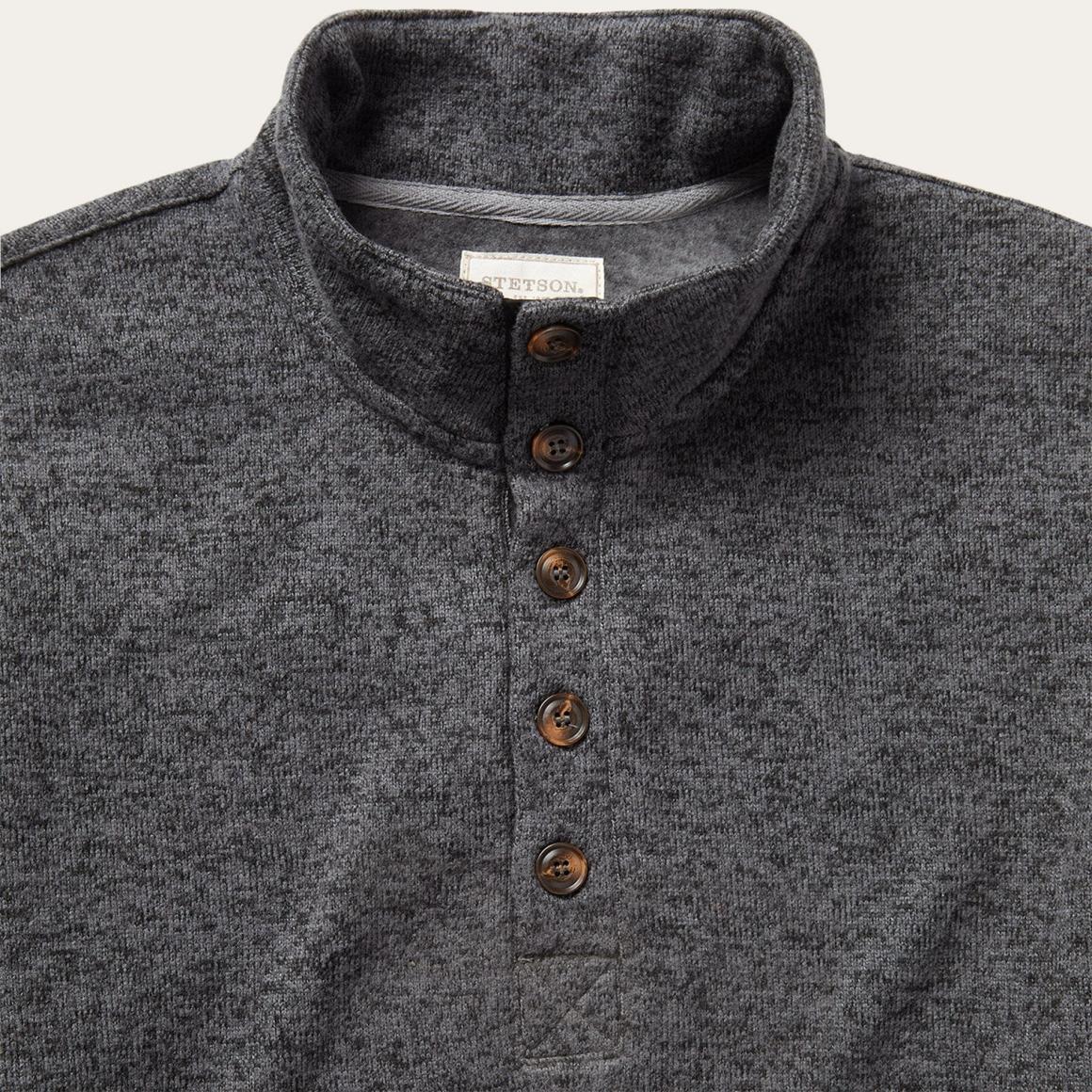 Button-Front Grey Pullover Knit Sweater Grey | Men Stetson Sweaters &amp; Hoodies